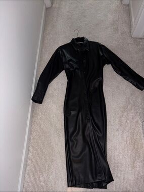 black button down dress zara Zara Black Belted Shirt Dress M (8-10) New